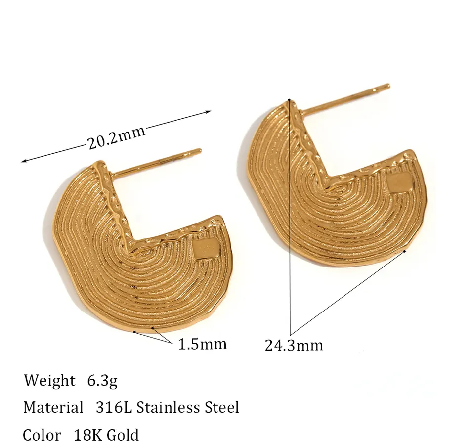 Pacman 18K Gold Stainless Steel Anti Tarnish Hoop Dangler Earring Bulk