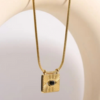 Evil Eye Crystal Black 18K Gold Stainless Steel Anti Tarnish Necklace Pendant Chain For Women