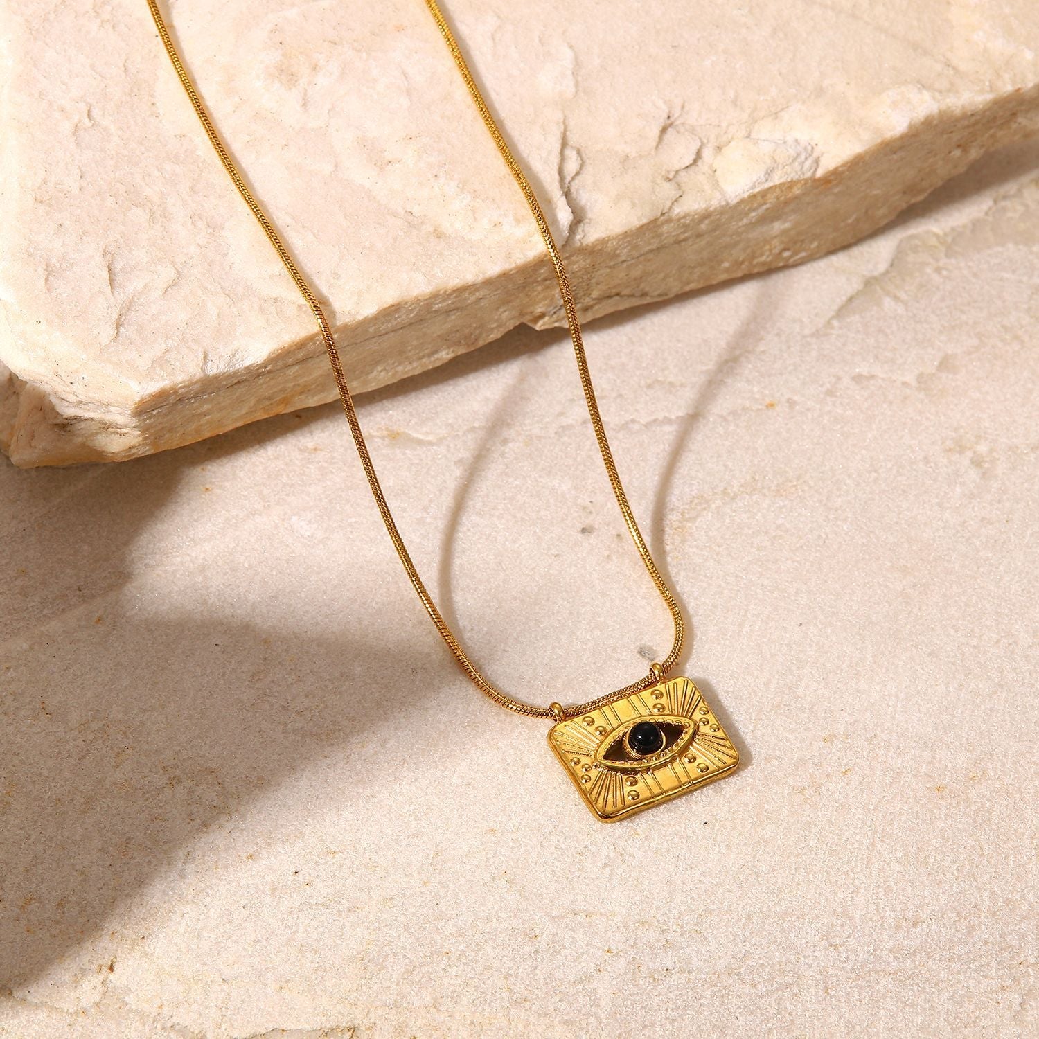 Evil Eye Crystal Black 18K Gold Stainless Steel Anti Tarnish Necklace Pendant Chain For Women Main image