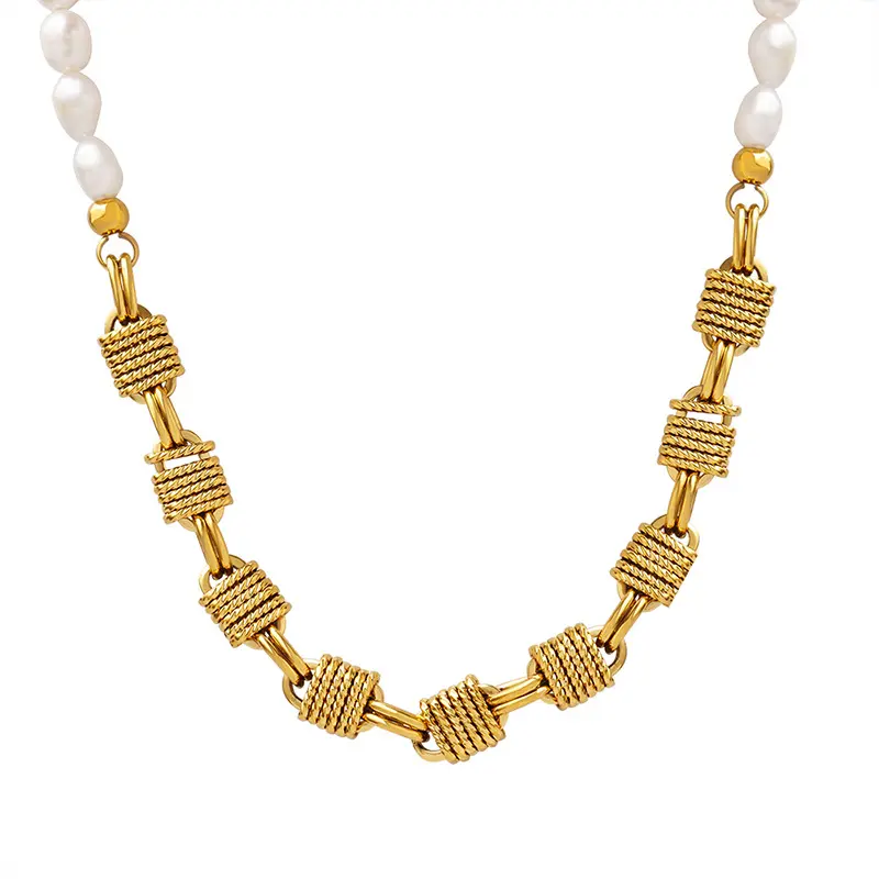 Majorie Pearl White Gold Stainless Steel Anti Tarnish Necklace Bulk Main image