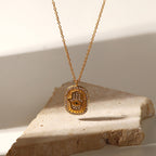 Hamsa Evil Eye Cubic Zirconia 18K Gold Stainless Steel Anti Tarnish Necklace Pendant Chain For Women
