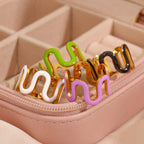 Cursive Enamel Black 18K Gold Stainless Steel Anti Tarnish Ring Bulk