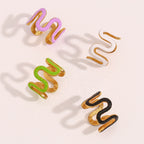 Cursive Enamel Black 18K Gold Stainless Steel Anti Tarnish Ring Bulk