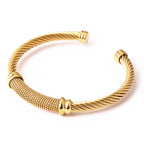 Retro Rope 18K Gold Brass Anti Tarnish Cuff Bracelet For Women Bulk