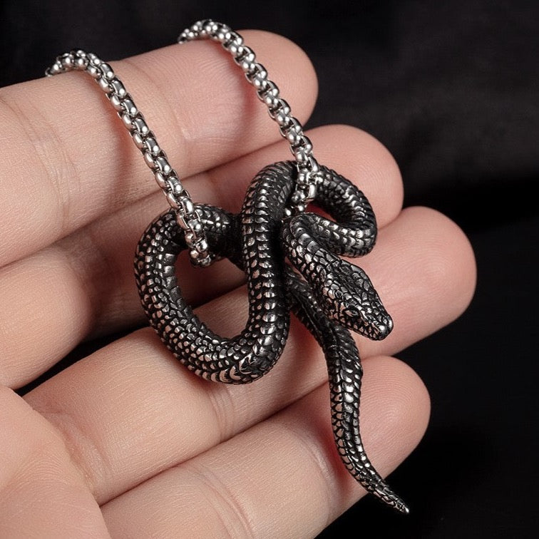 Snake Silver Black Stainless Steel Anti Tarnish Necklace Pendant Chain For Men Secondary image