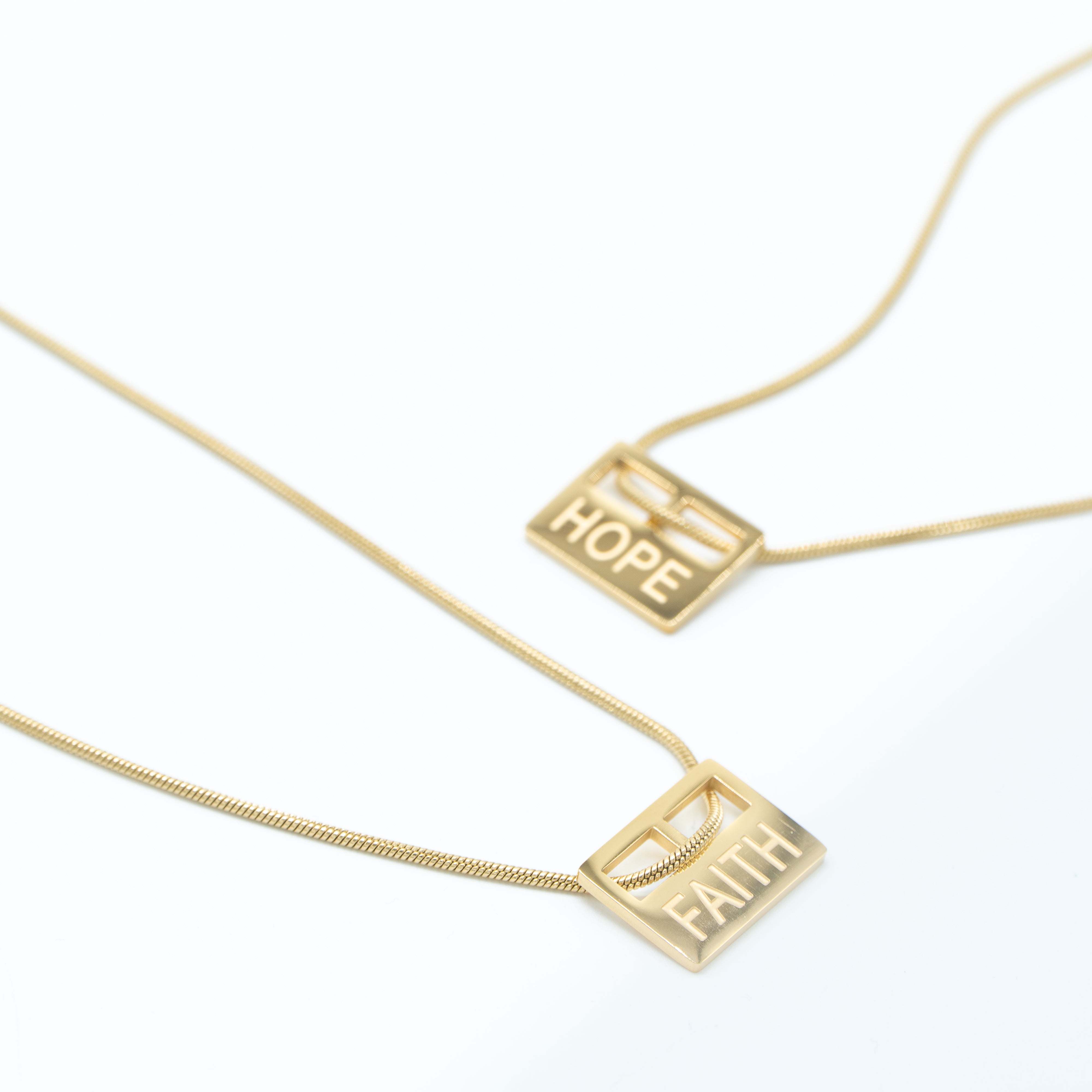Hope Engrave 18K Gold Stainless Steel Anti Tarnish Necklace Pendant Chain For Women Main image