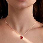 Oval Cut Ruby Red Rose Silver Yellow Gold CZ Brass Pendant Chain Bulk