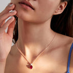 Oval Cut Ruby Red Rose Silver Yellow Gold CZ Brass Pendant Chain Bulk