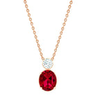 Oval Cut Ruby Red Rose Silver Yellow Gold CZ Brass Pendant Chain Bulk