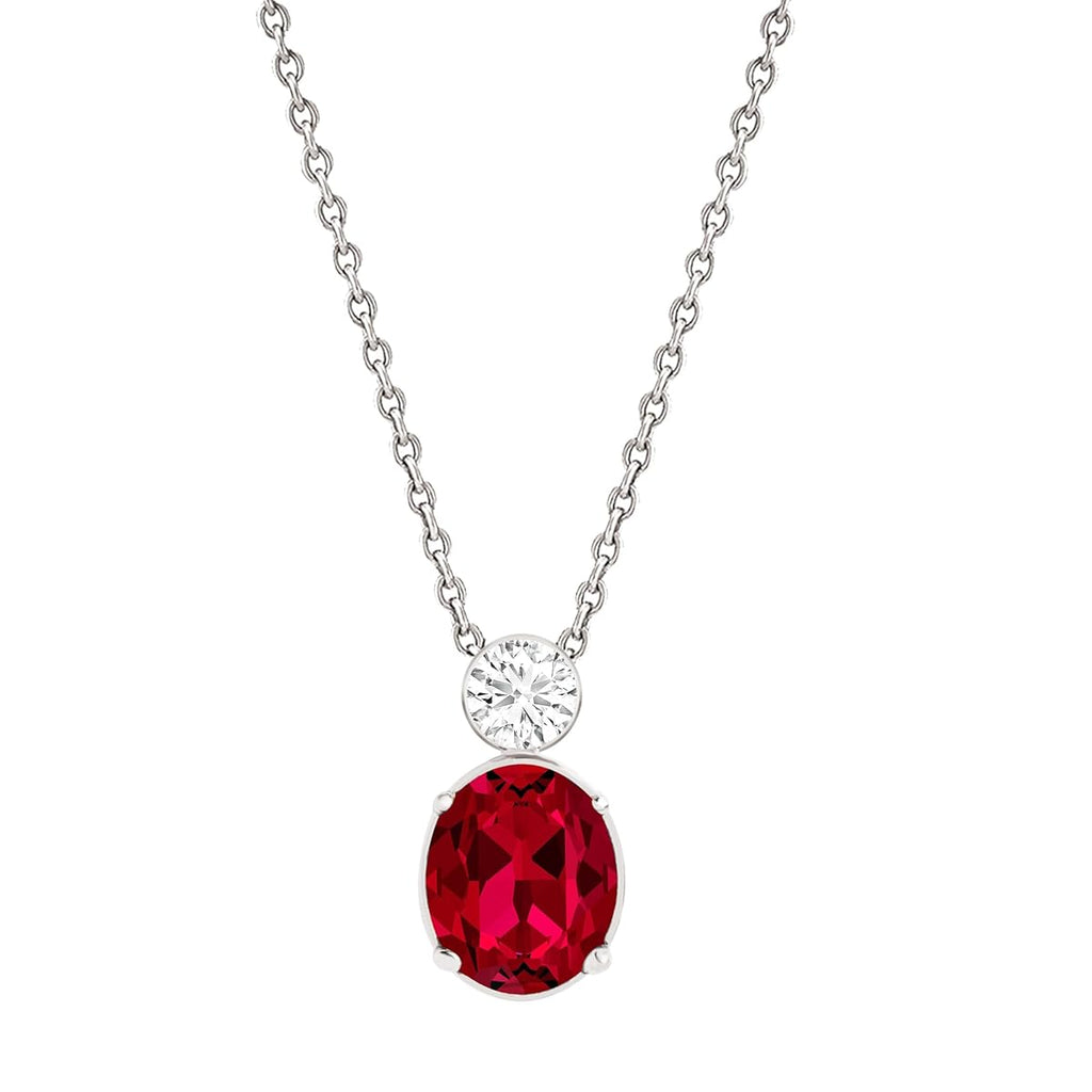 Oval Cut Ruby Red Rose Silver Yellow Gold CZ Brass Pendant Chain Bulk