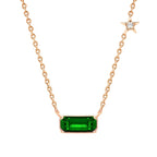 Emerald Rectangular Star Rose Silver Gold CZ Brass Pendant Chain Bulk