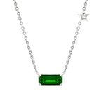 Emerald Rectangular Star Rose Silver Gold CZ Brass Pendant Chain Bulk