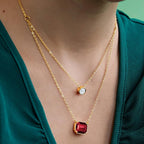 Emerald Cut Layered Rose Silver Yellow Gold CZ Brass Pendant Chain Bulk