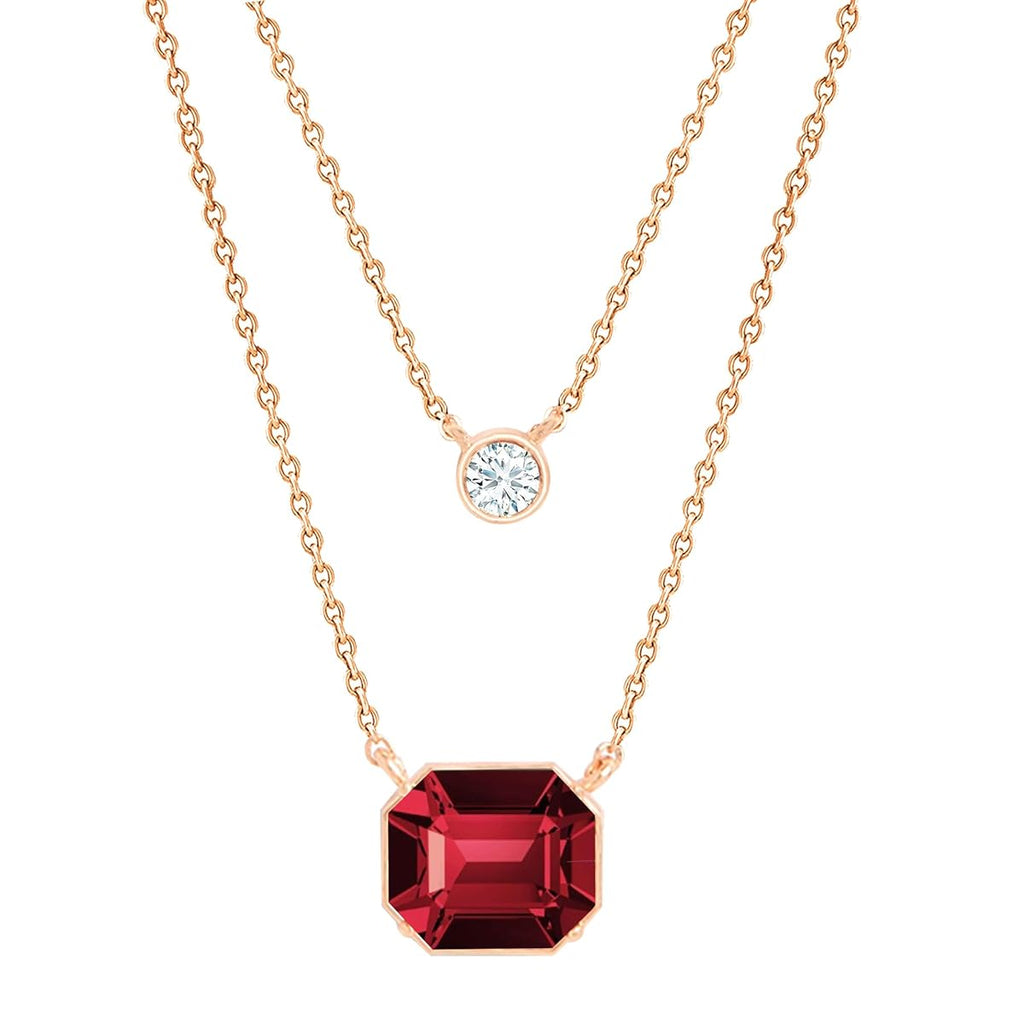 Emerald Cut Layered Rose Silver Yellow Gold CZ Brass Pendant Chain Bulk