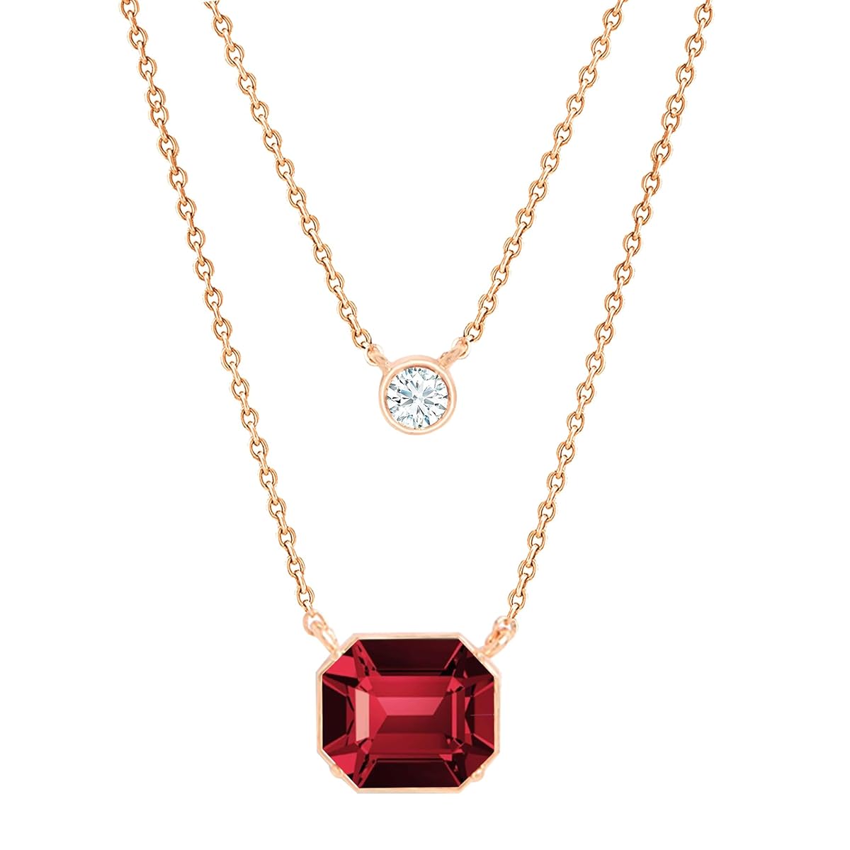 Emerald Cut Layered Rose Silver Yellow Gold CZ Brass Pendant Chain Bulk