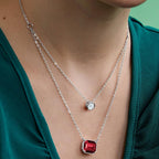Emerald Cut Layered Rose Silver Yellow Gold CZ Brass Pendant Chain Bulk