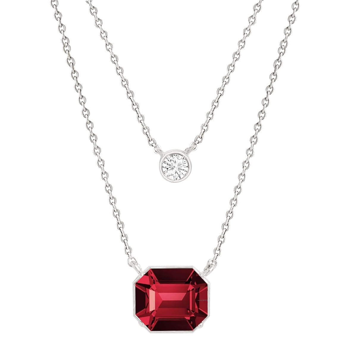 Emerald Cut Layered Rose Silver Yellow Gold CZ Brass Pendant Chain Bulk