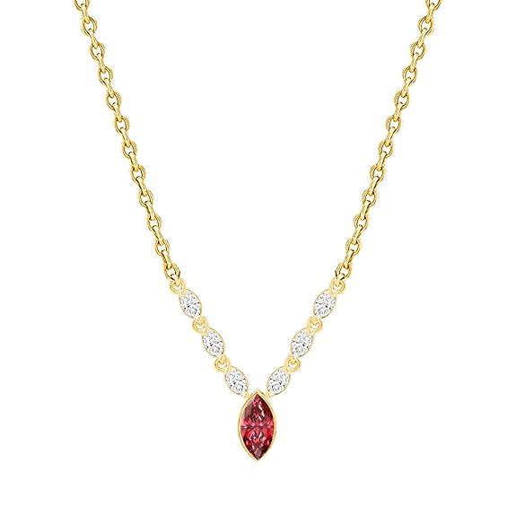 Elegant Marquise Cut Rose Silver Gold Plated CZ Brass Necklace Bulk