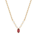 Elegant Marquise Cut Rose Silver Gold Plated CZ Brass Necklace Bulk