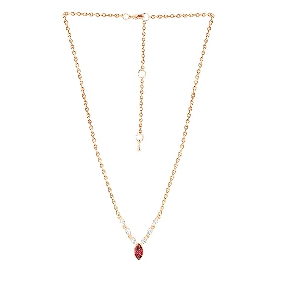 Elegant Marquise Cut Rose Silver Gold Plated CZ Brass Necklace Bulk