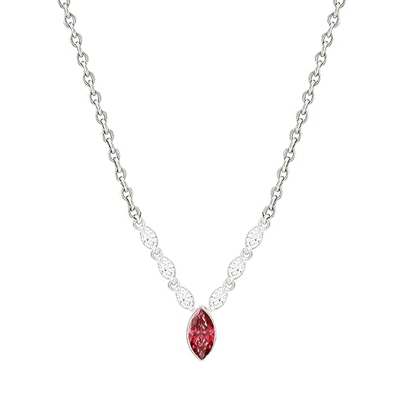 Elegant Marquise Cut Rose Silver Gold Plated CZ Brass Necklace Bulk