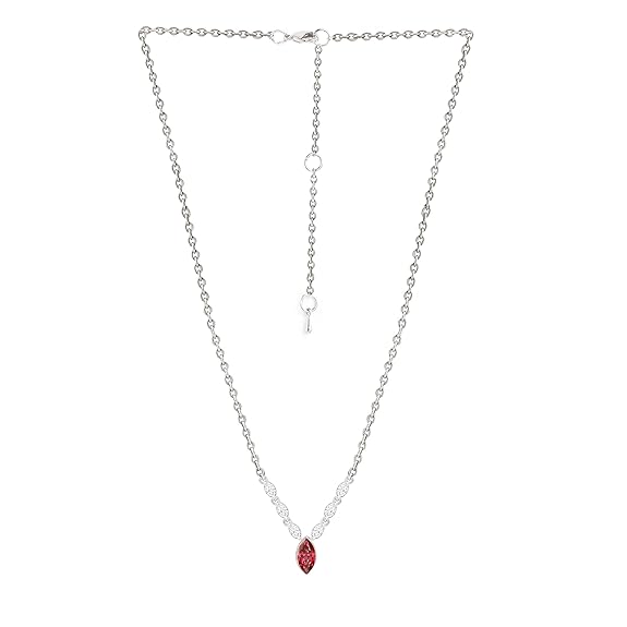Elegant Marquise Cut Rose Silver Gold Plated CZ Brass Necklace Bulk