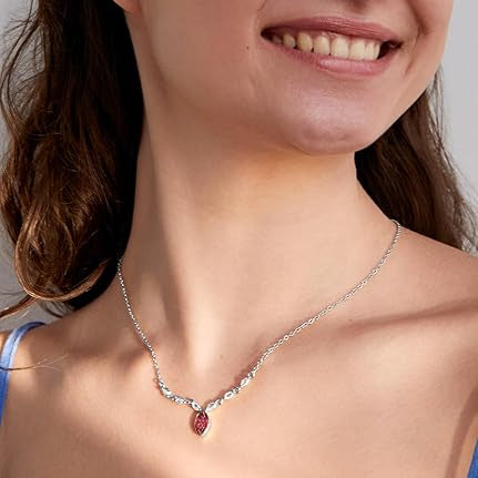 Elegant Marquise Cut Rose Silver Gold Plated CZ Brass Necklace Bulk Secondary image