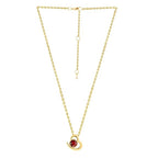 Elegant Heart Design Ruby Red Rose Silver Gold CZ Brass Necklace Bulk