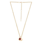 Elegant Heart Design Ruby Red Rose Silver Gold CZ Brass Necklace Bulk
