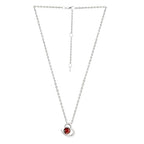 Elegant Heart Design Ruby Red Rose Silver Gold CZ Brass Necklace Bulk