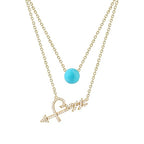 Trendy Layered Arrow Design Rose Silver Gold CZ Brass Necklace Bulk