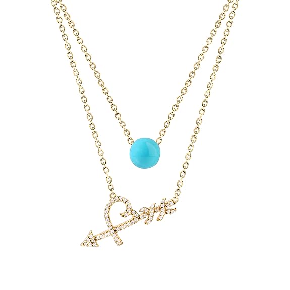 Trendy Layered Arrow Design Rose Silver Gold CZ Brass Necklace Bulk