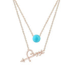 Trendy Layered Arrow Design Rose Silver Gold CZ Brass Necklace Bulk