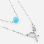 Trendy Layered Arrow Design Rose Silver Gold CZ Brass Necklace Bulk
