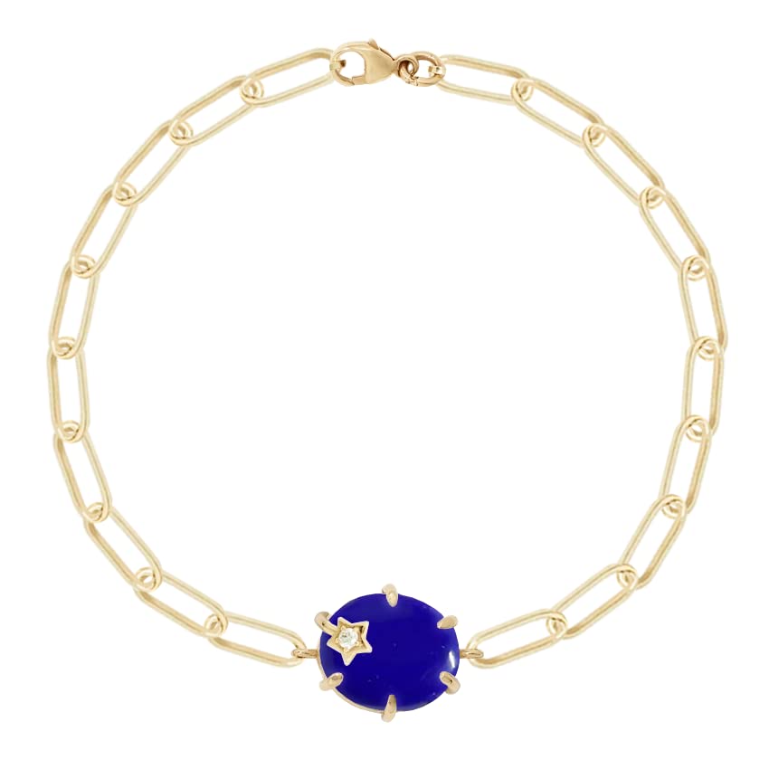 Round Blue with Star Rose Silver Yellow Gold CZ Brass Bracelet Bulk