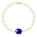Round Blue with Star Rose Silver Yellow Gold CZ Brass Bracelet Bulk