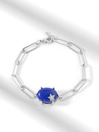 Round Blue with Star Rose Silver Yellow Gold CZ Brass Bracelet Bulk