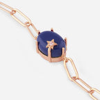 Round Blue with Star Rose Silver Yellow Gold CZ Brass Bracelet Bulk