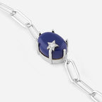 Round Blue with Star Rose Silver Yellow Gold CZ Brass Bracelet Bulk