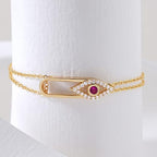 Pink Evil Eye Rose Silver Gold CZ Anti Tarnish Brass Bracelet Wholesale