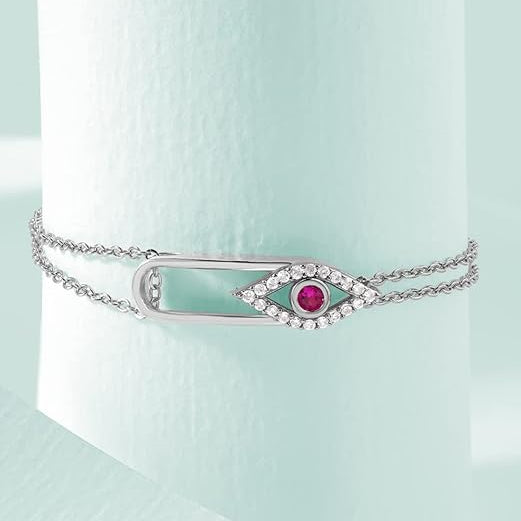 Pink Evil Eye Rose Silver Gold CZ Anti Tarnish Brass Bracelet Wholesale