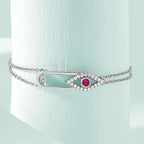 Pink Evil Eye Rose Silver Gold CZ Anti Tarnish Brass Bracelet Wholesale