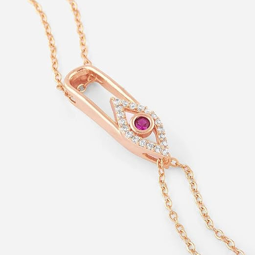 Pink Evil Eye Rose Silver Gold CZ Anti Tarnish Brass Bracelet Wholesale