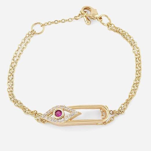 Pink Evil Eye Rose Silver Gold CZ Anti Tarnish Brass Bracelet Wholesale
