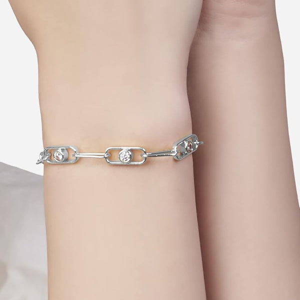 Minimal Design Oval Link Chain Rose Silver Gold CZ Brass Bracelet Bulk Secondary image