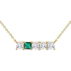 Princess Cut Square Rose Silver Gold CZ Anti Tarnish Brass Necklace Bulk