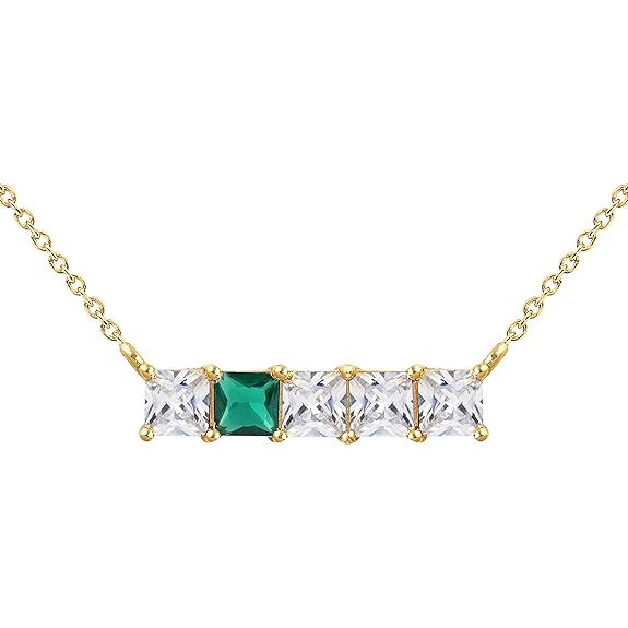 Princess Cut Square Rose Silver Gold CZ Anti Tarnish Brass Necklace Bulk