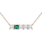 Princess Cut Square Rose Silver Gold CZ Anti Tarnish Brass Necklace Bulk