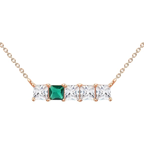 Princess Cut Square Rose Silver Gold CZ Anti Tarnish Brass Necklace Bulk