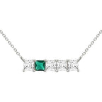 Princess Cut Square Rose Silver Gold CZ Anti Tarnish Brass Necklace Bulk